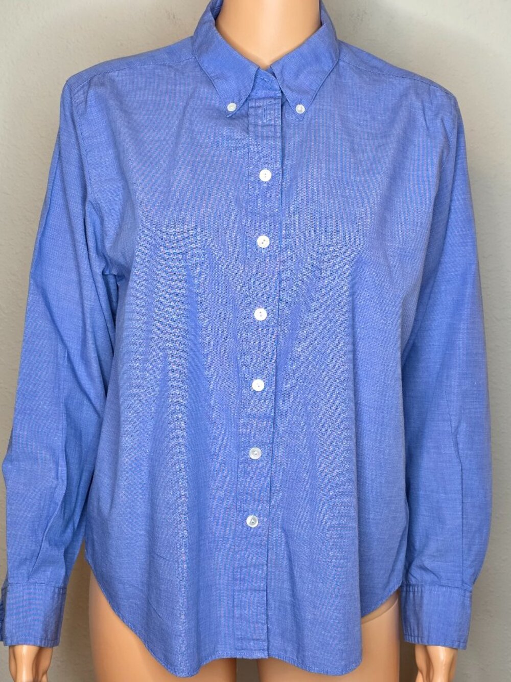 Talbots Long Sleeve Button Up Blue Blouse, Size 12P